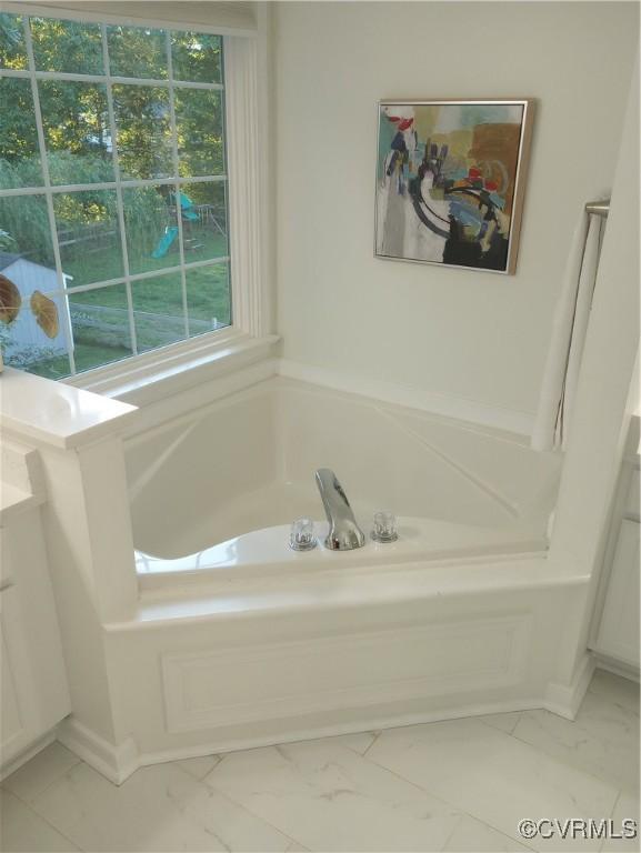 1412 Pritchard Ter, Chesterfield, VA 23235 - full bathroom with marble finish floors, a bath, and vanity