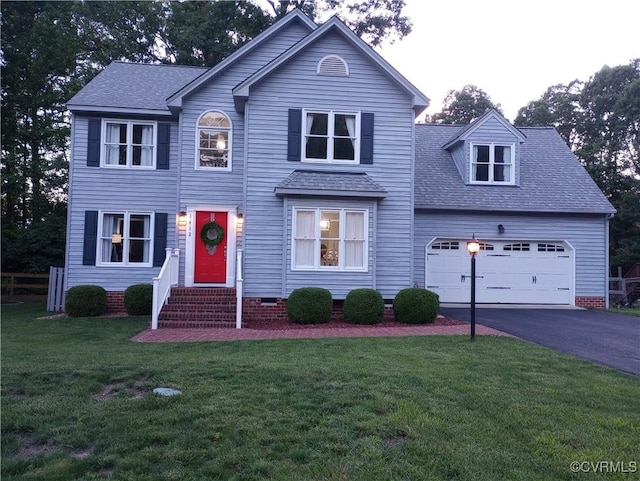 1412 Pritchard Ter, Chesterfield, VA 23235 - view of front of property with entry steps, driveway, a garage, a front yard, and roof with shingles