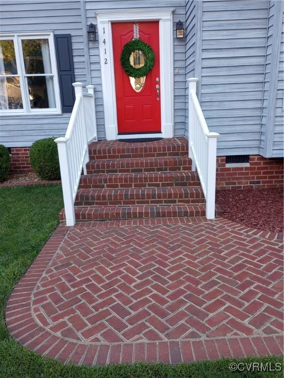 1412 Pritchard Ter, Chesterfield, VA 23235 - doorway to property featuring crawl space