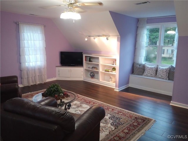 1412 Pritchard Ter, Chesterfield, VA 23235 - living area with a ceiling fan, wood finished floors, vaulted ceiling, and baseboards