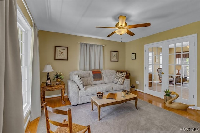 431 Ships Row, Montross, VA 22520 - living area featuring french doors, a ceiling fan, and wood finished floors