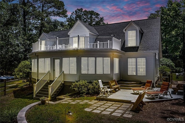 431 Ships Row, Montross, VA 22520 - rear view of house with a balcony, roof with shingles, and a wooden deck