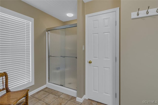 431 Ships Row, Montross, VA 22520 - bathroom featuring a stall shower and tile patterned flooring