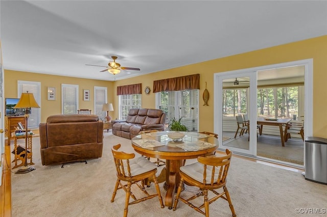 431 Ships Row, Montross, VA 22520 - dining space featuring light colored carpet and a ceiling fan