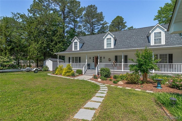 431 Ships Row, Montross, VA 22520 - cape cod home featuring a porch, a front yard, and a shingled roof