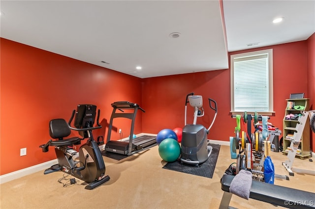 2220 French Hill Ter, Powhatan, VA 23139 - workout room with baseboards, recessed lighting, and carpet
