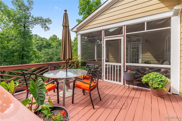 2220 French Hill Ter, Powhatan, VA 23139 - deck with a sunroom and outdoor dining area