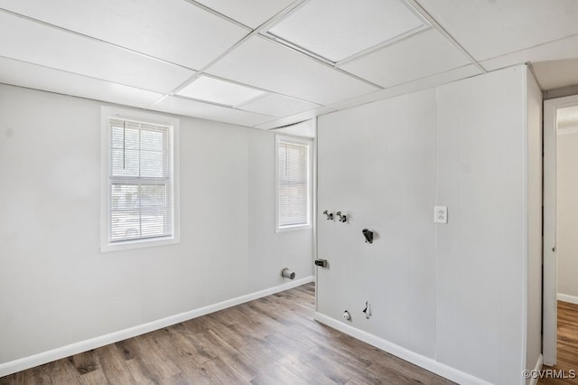 9548 Bent Wood Ln, North Chesterfield, VA 23237 - laundry area featuring wood finished floors, baseboards, and hookup for a washing machine