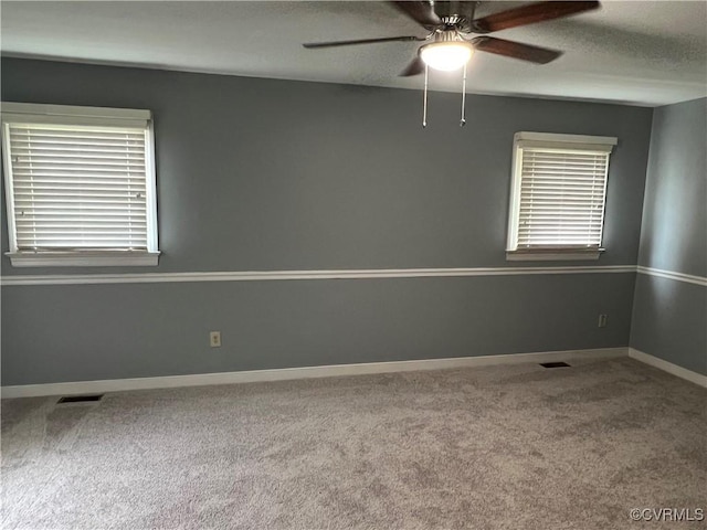 8172 Dunfee Ln, Mechanicsville, VA 23111 - carpeted spare room featuring a ceiling fan, a textured ceiling, and baseboards
