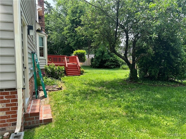 8172 Dunfee Ln, Mechanicsville, VA 23111 - view of grassy yard with a deck