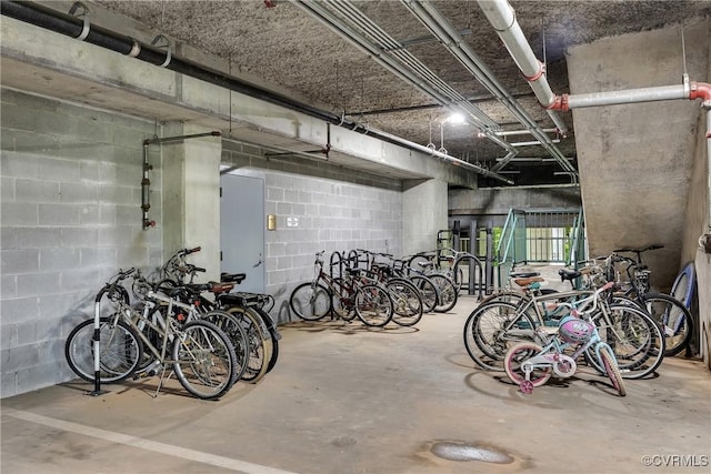 1101 Haxall Pt Unit U1001, Richmond, VA 23219 - garage with bike storage and concrete block wall