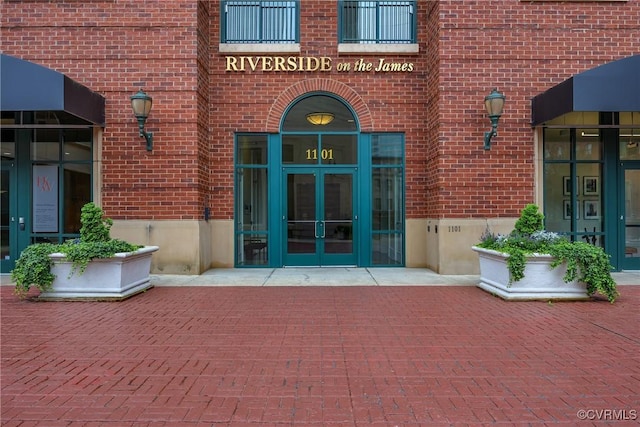 1101 Haxall Pt Unit U1001, Richmond, VA 23219 - view of exterior entry with french doors and brick siding