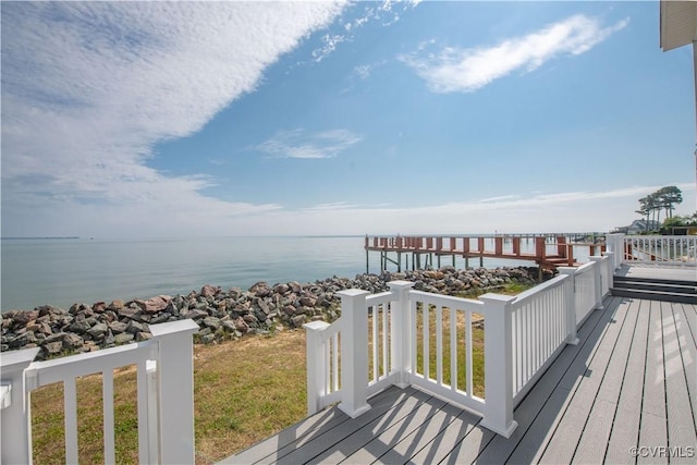 154 Riverside Dr, Deltaville, VA 23043 - wooden deck featuring a water view