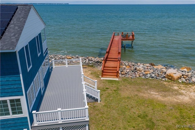154 Riverside Dr, Deltaville, VA 23043 - dock featuring a water view and stairway