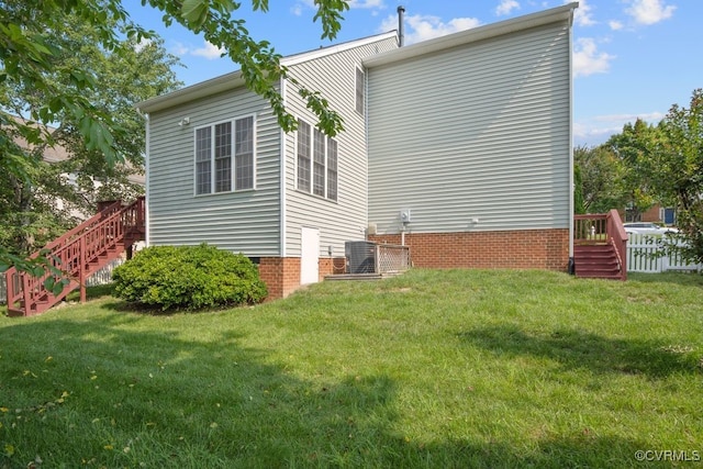14825 Windjammer Dr, Midlothian, VA 23112 - back of property with stairway, a yard, and crawl space
