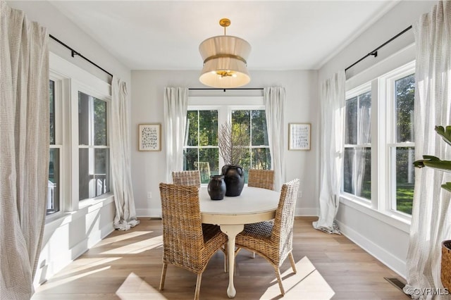 9463 Angels Share Dr, New Kent, VA 23124 - dining area with plenty of natural light, light wood-style flooring, and baseboards