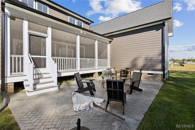 9463 Angels Share Dr, New Kent, VA 23124 - view of patio featuring a sunroom