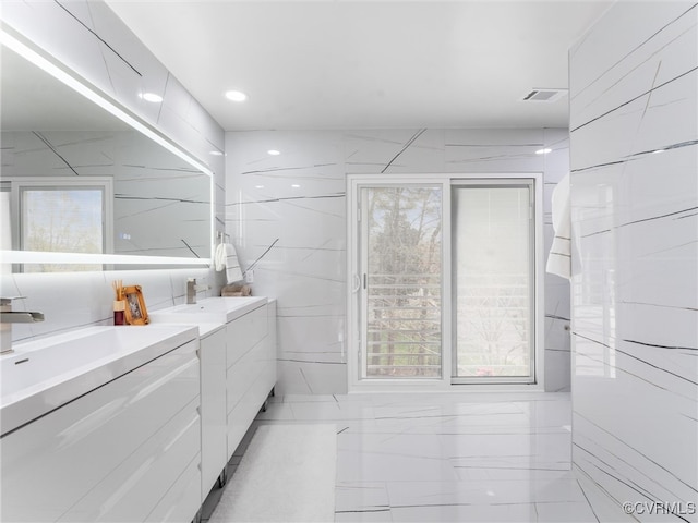 11507 Barrington Bridge Ter, Henrico, VA 23233 - bathroom featuring vanity, healthy amount of natural light, and marble finish floors