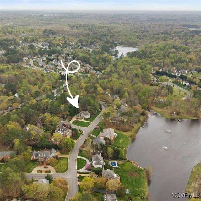 11507 Barrington Bridge Ter, Henrico, VA 23233 - aerial overview of property's location featuring a large body of water and a heavily wooded area