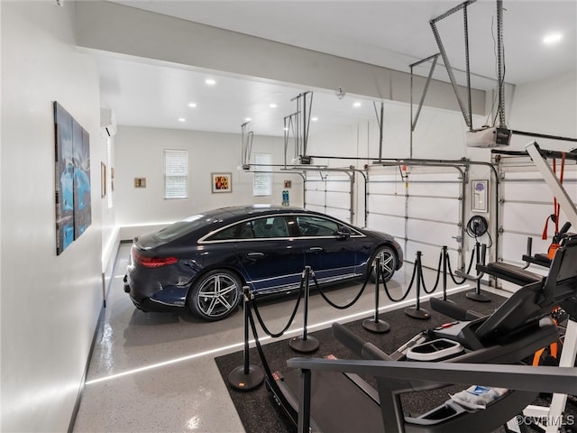 11507 Barrington Bridge Ter, Henrico, VA 23233 - garage featuring a garage door opener and a wall mounted AC