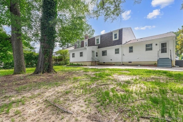 807 N Ave, Hopewell, VA 23860 - back of house with entry steps, crawl space, a chimney, roof with shingles, and central air condition unit