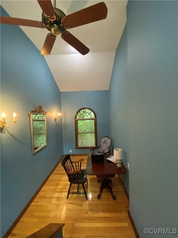 1849 Duke Of Gloucester St, Colonial Heights, VA 23834 - office with lofted ceiling, wood finished floors, ceiling fan, and baseboards