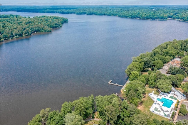 14000 Shady Pointe Ct, Midlothian, VA 23112 - bird's eye view of a forest, a large body of water, and a pool area