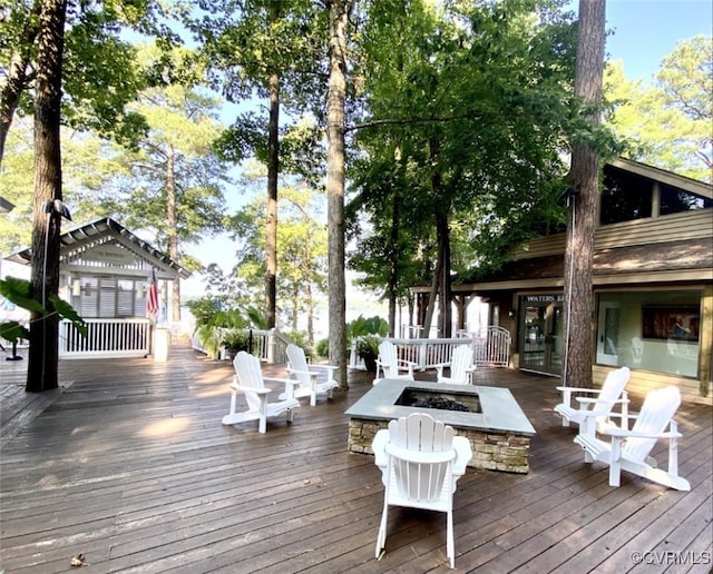 14000 Shady Pointe Ct, Midlothian, VA 23112 - wooden terrace featuring a fire pit