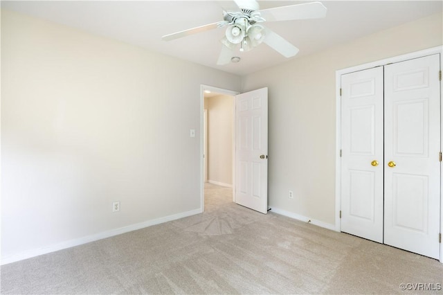 14000 Shady Pointe Ct, Midlothian, VA 23112 - unfurnished bedroom featuring light carpet, baseboards, a closet, and ceiling fan