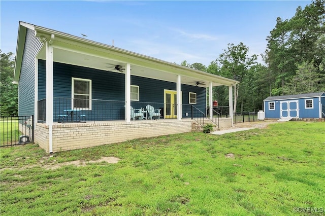 9300 Adkins Rd, Charles City, VA 23030 - rear view of property with ceiling fan and a porch