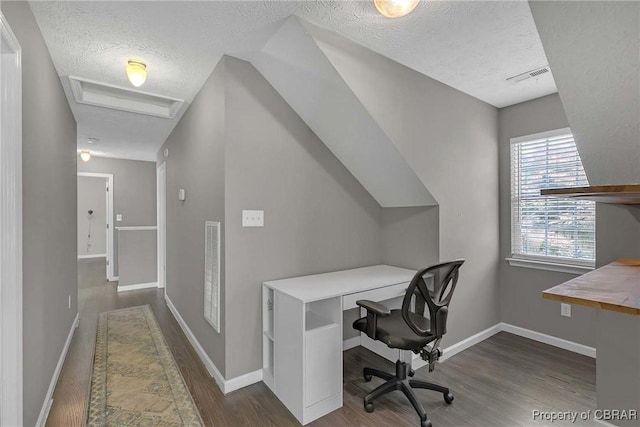 2024 Sarahs Cove Dr, Gloucester, VA 23072 - office space with a textured ceiling, wood finished floors, and attic access