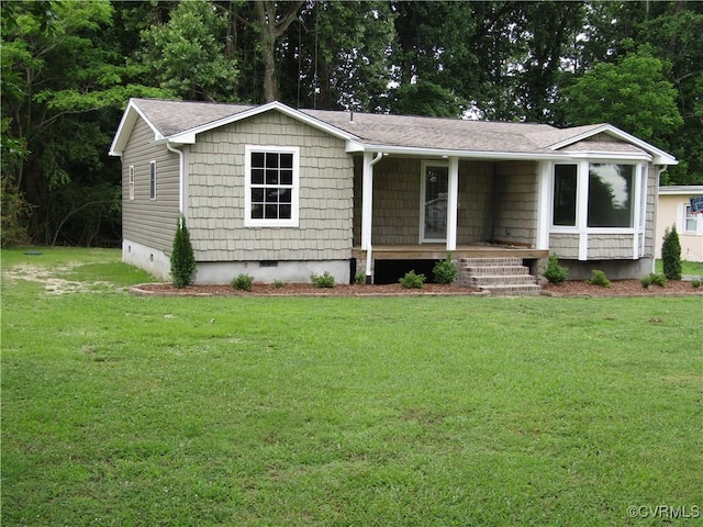 135 Trudie Dr, Center Cross, VA 22437 - view of front of property with covered porch, crawl space, and a front yard