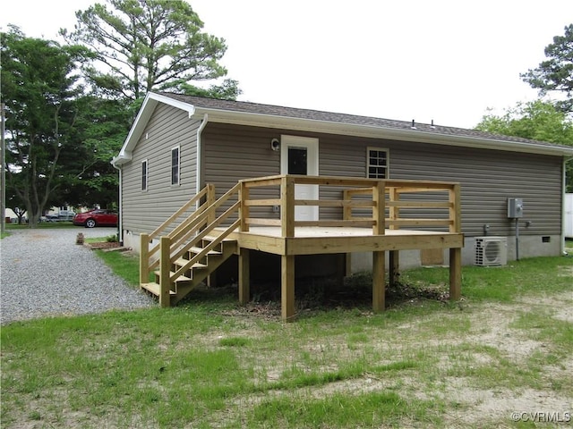 135 Trudie Dr, Center Cross, VA 22437 - back of house featuring a deck and crawl space