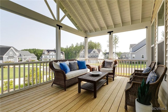 16300 Cambian Ln, Chesterfield, VA 23832 - wooden deck featuring a residential view, outdoor lounge area, and a lawn