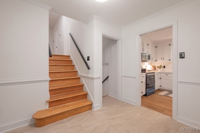 5055 Edgemere Blvd, North Chesterfield, VA 23234 - stairway with crown molding and tile patterned flooring