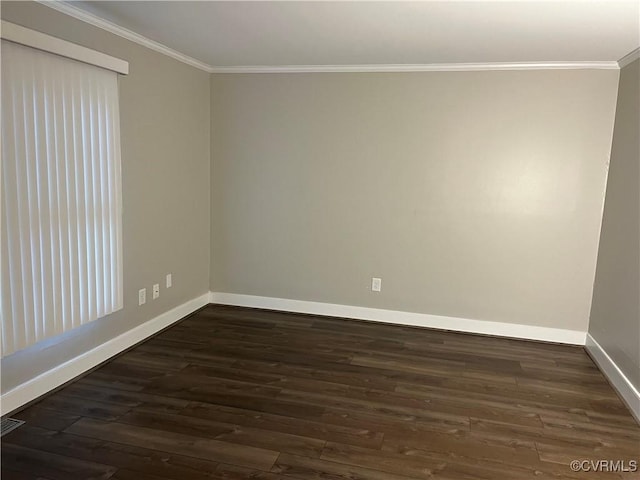 1184 Jamestown Rd Unit 19, Williamsburg, VA 23185 - empty room featuring crown molding, baseboards, and dark wood-type flooring