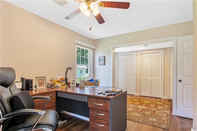 1468 Peppercorn Ln, Suffolk, VA 23432 - office space with ceiling fan and wood finished floors
