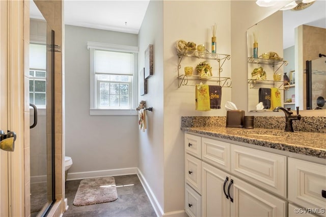 1468 Peppercorn Ln, Suffolk, VA 23432 - full bath with vanity, a stall shower, toilet, and baseboards