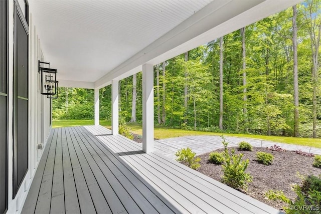343 Petersburg Rd, Powhatan, VA 23139 - wooden terrace with a forest view