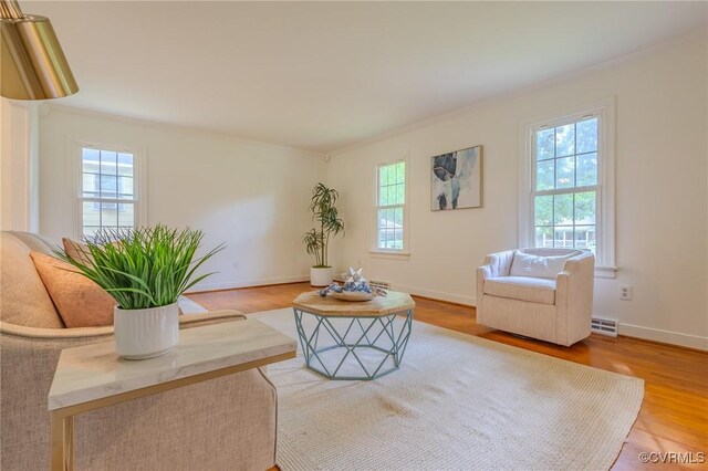 225 Philray Rd, Chesterfield, VA 23236 - living room with plenty of natural light, wood finished floors, ornamental molding, and baseboards