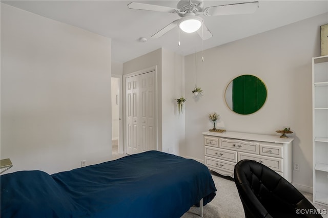 7727 Centerbrook Ct, Chesterfield, VA 23832 - bedroom featuring light colored carpet, a closet, ceiling fan, and baseboards