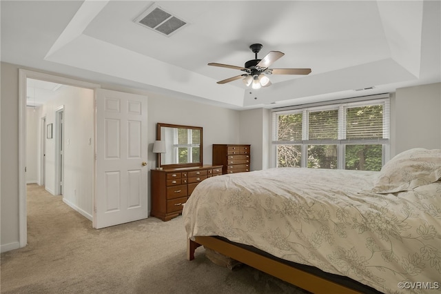 7727 Centerbrook Ct, Chesterfield, VA 23832 - bedroom featuring a raised ceiling, light carpet, a ceiling fan, and baseboards