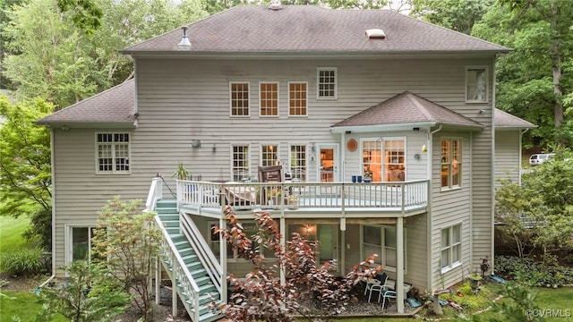 5225 Clipper Cove Rd, Chesterfield, VA 23112 - rear view of house featuring a wooden deck, a shingled roof, and stairs