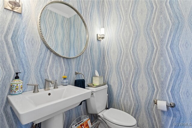 5225 Clipper Cove Rd, Chesterfield, VA 23112 - half bathroom featuring toilet, a sink, and wallpapered walls