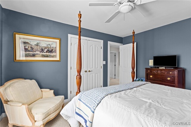 5225 Clipper Cove Rd, Chesterfield, VA 23112 - carpeted bedroom with baseboards, a closet, and a ceiling fan