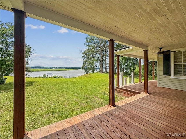 1765 Clifton Ln, Shacklefords, VA 23091 - wooden terrace featuring a water view and a lawn