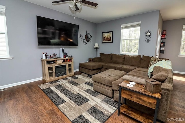 7547 Sedge Dr, New Kent, VA 23124 - living area featuring ceiling fan and wood finished floors