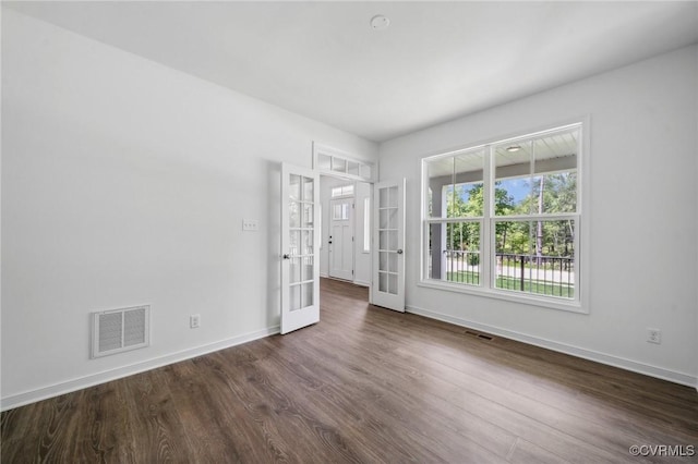 3805 Eastlook Ct, Powhatan, VA 23139 - empty room with french doors, dark wood finished floors, and baseboards