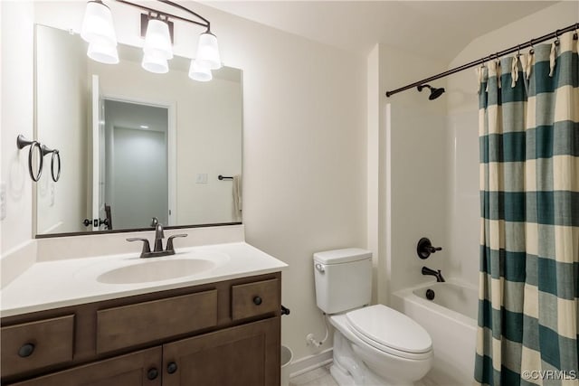 15719 Henningford Rd, Chesterfield, VA 23832 - full bath with toilet, vanity, shower / bath combo, vaulted ceiling, and baseboards