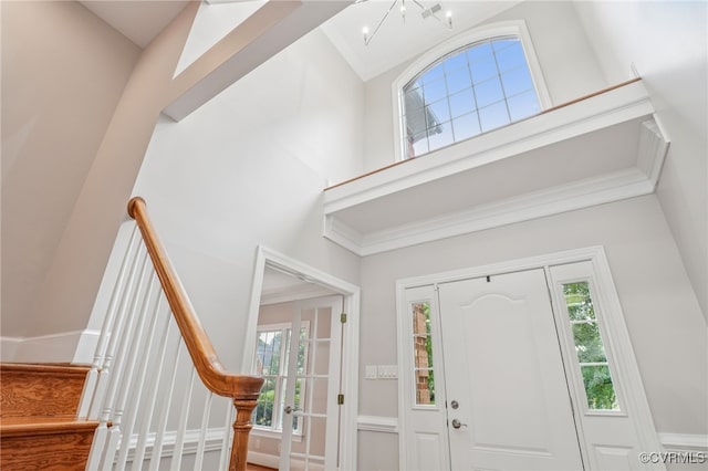 5308 Hillshire Way, Glen Allen, VA 23059 - entryway featuring a chandelier, healthy amount of natural light, a towering ceiling, and stairway